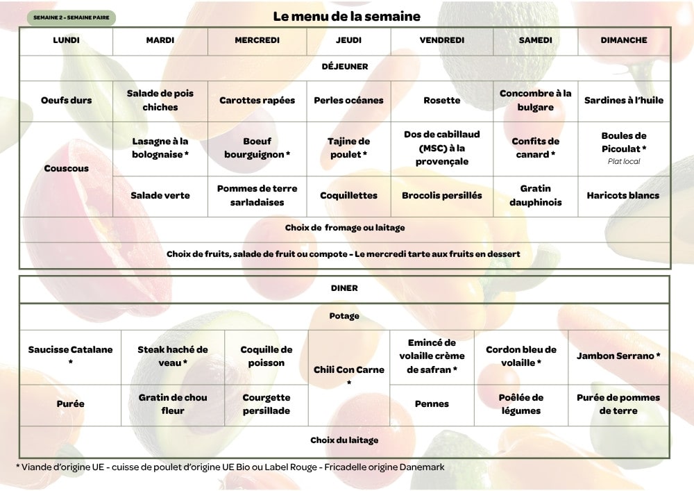 menu semaine pair