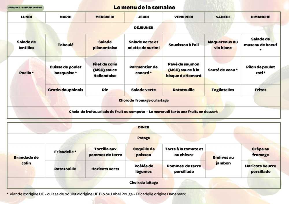 menu semaine impaire