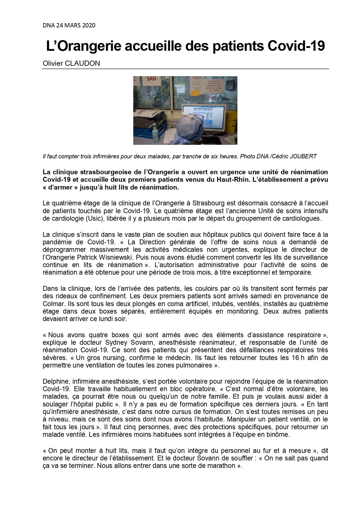 DNA ARTICLE 24 03 2020 Olivier CLAUDON