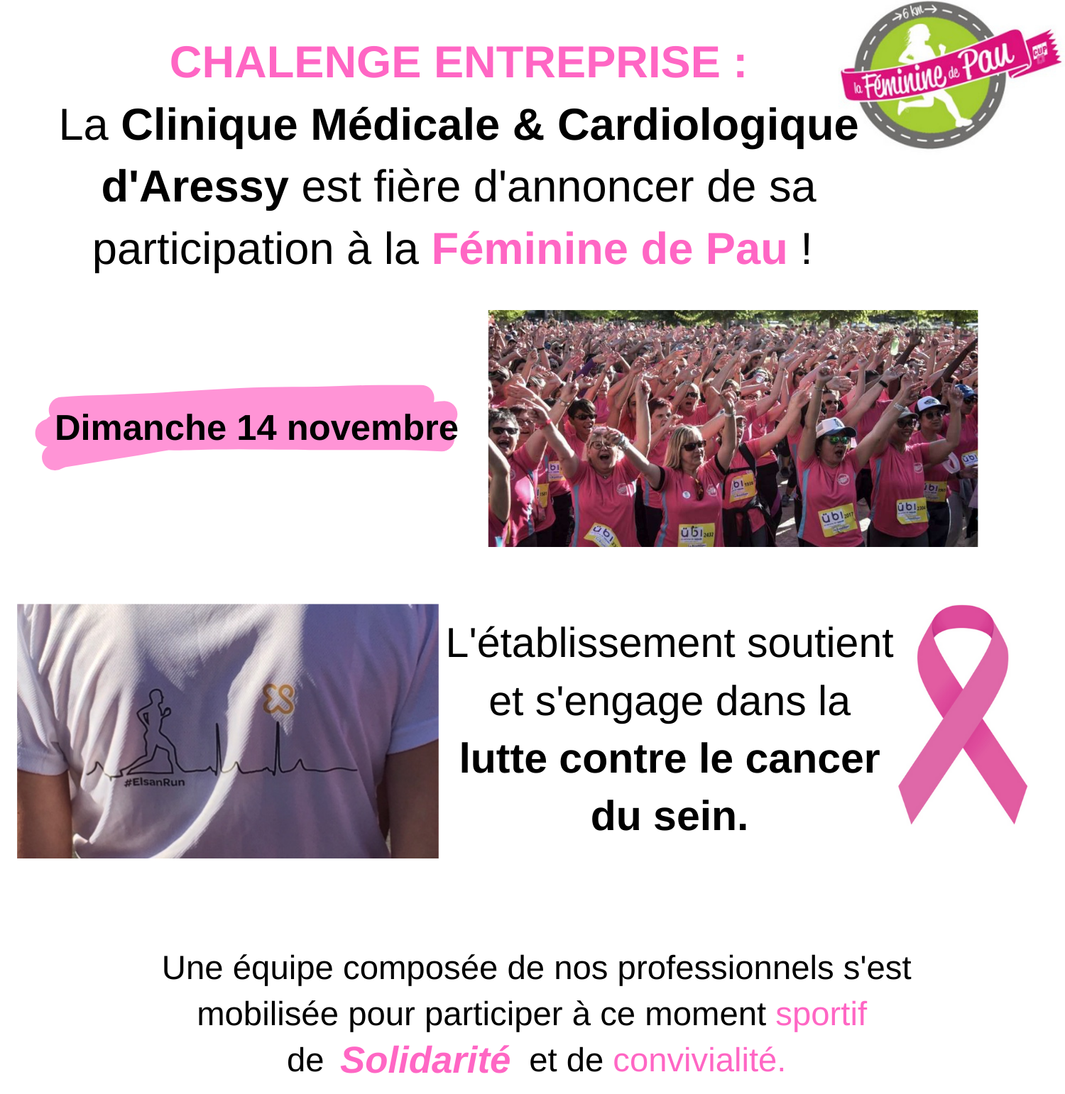 challenge entreprise de la clinique médicale et cardiologique pour la lutte contre le cancer du sein