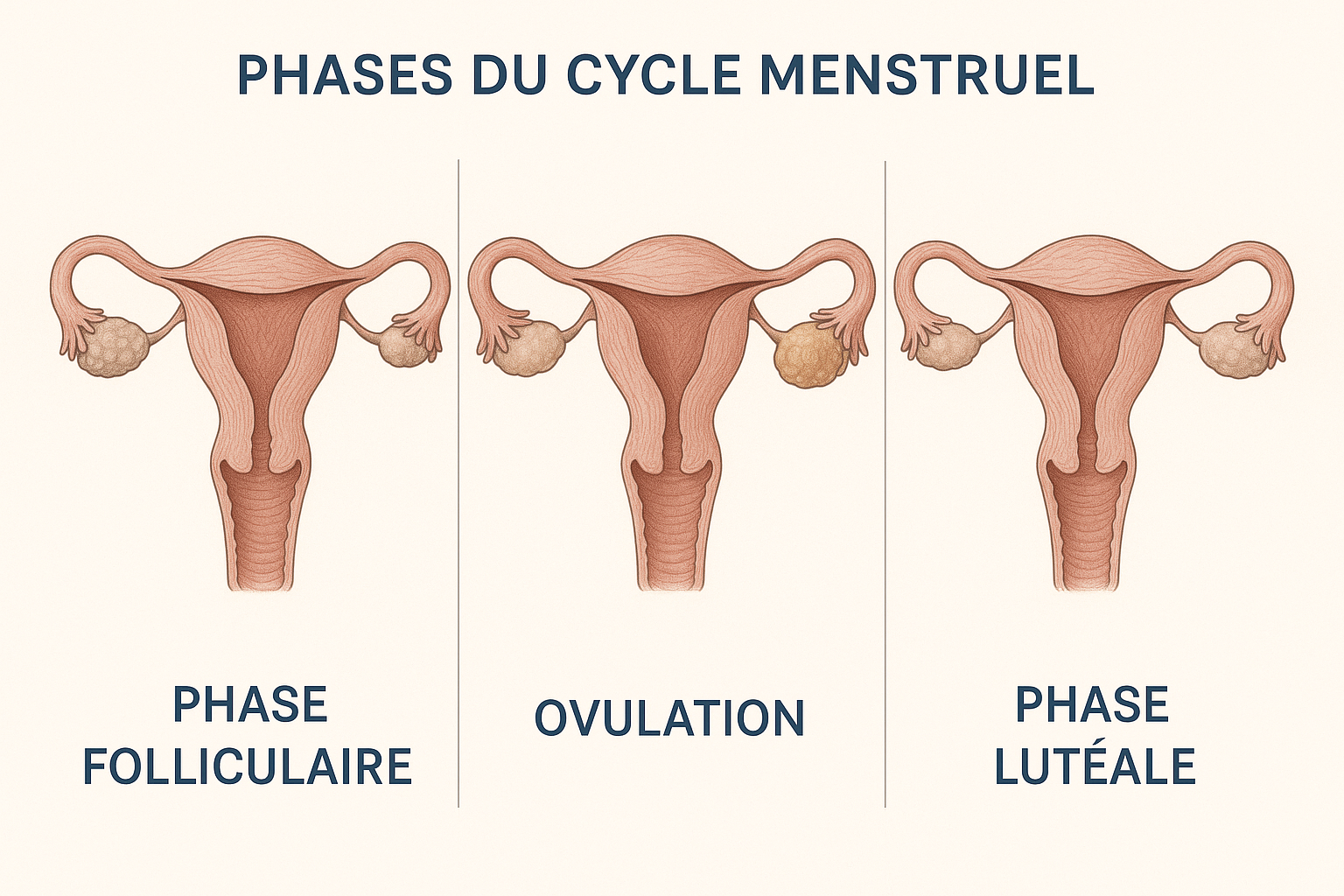 Illustration des phases du cycle menstruel