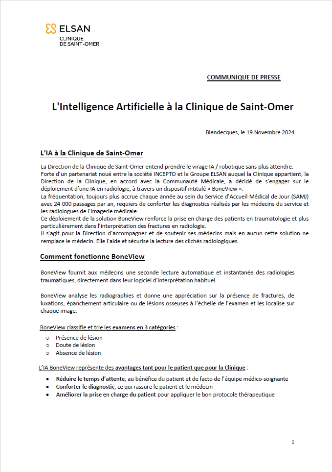 L'Intelligence Artificielle à la Clinique de Saint-Omer