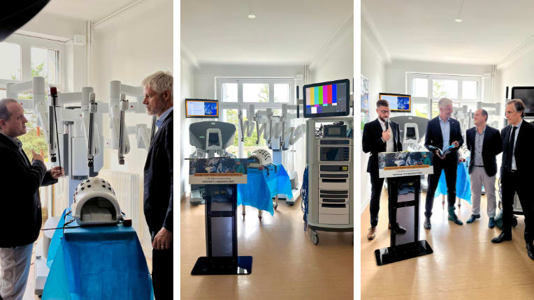 Inauguration du robot chirurgical da Vinci X en présence de Laurent Wauquiez, député et conseiller spécial de la région Auvergne-Rhône-Alpes à la Clinique Bon Secours