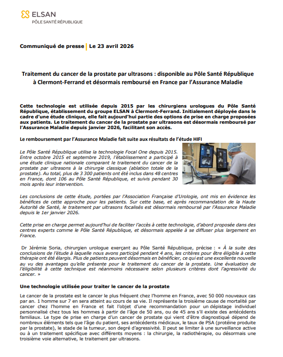 Traitement du cancer de la prostate par ultrasons désormais remboursé par l’Assurance Maladie 