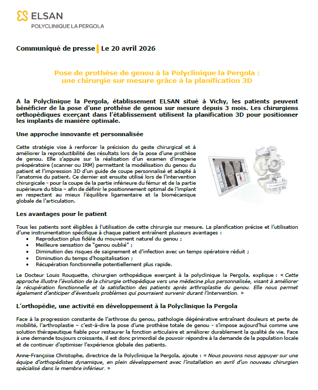 Prothèse de genou : une chirurgie sur mesure grâce à la planification 3D