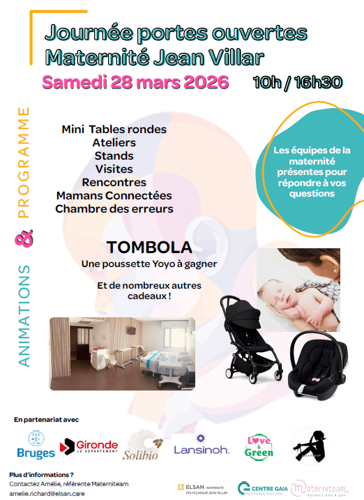La maternité de Jean Villar  vous ouvre ses portes  Samedi 28 Mars 2026 !