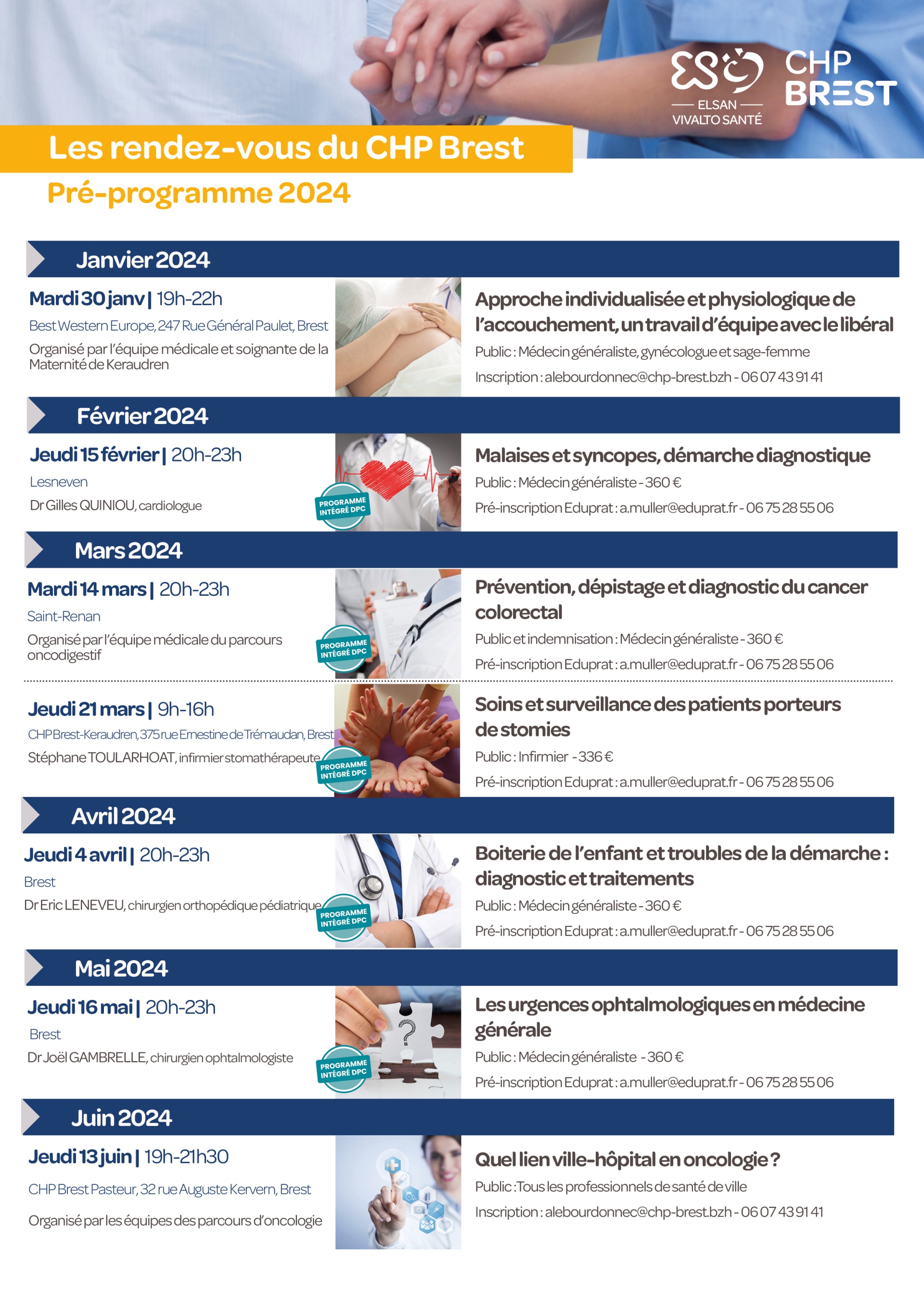 Pré-programme 2024 - Soirée médicale et ateliers infirmiers du CHP Brest