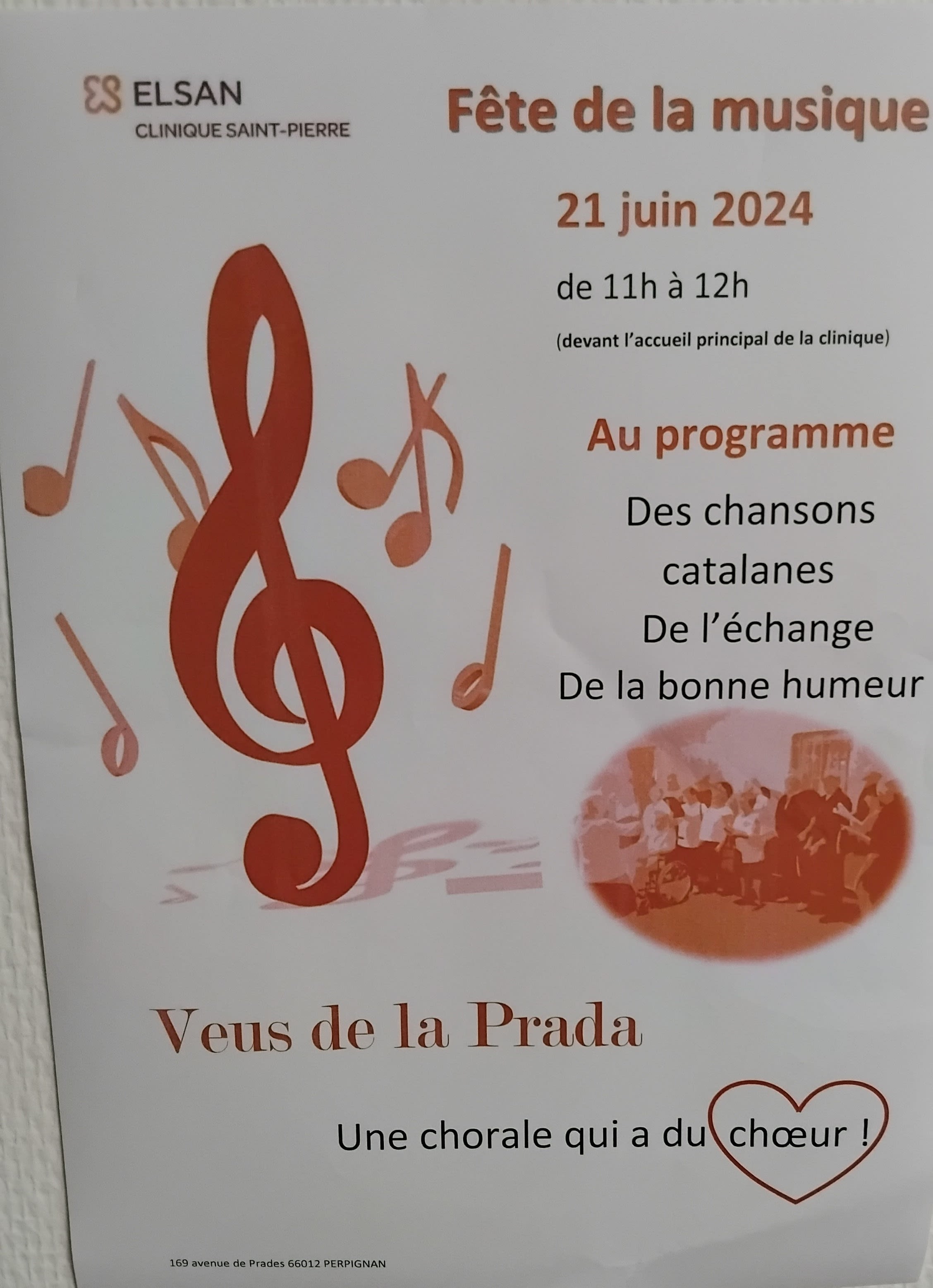 affiche fête de la musique 2024 à la clinique saint-pierre