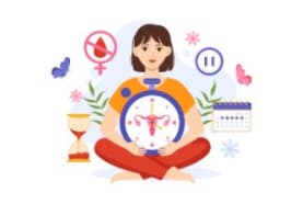 illustration femme avec plusieurs images de la phase de la femme jusqua la ménopause