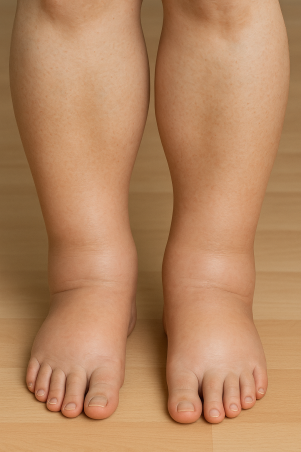 illustration chevilles et mollets gonflés