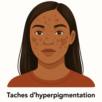 Illustration phtot jeune fille avec des tâches hyperpigmentation