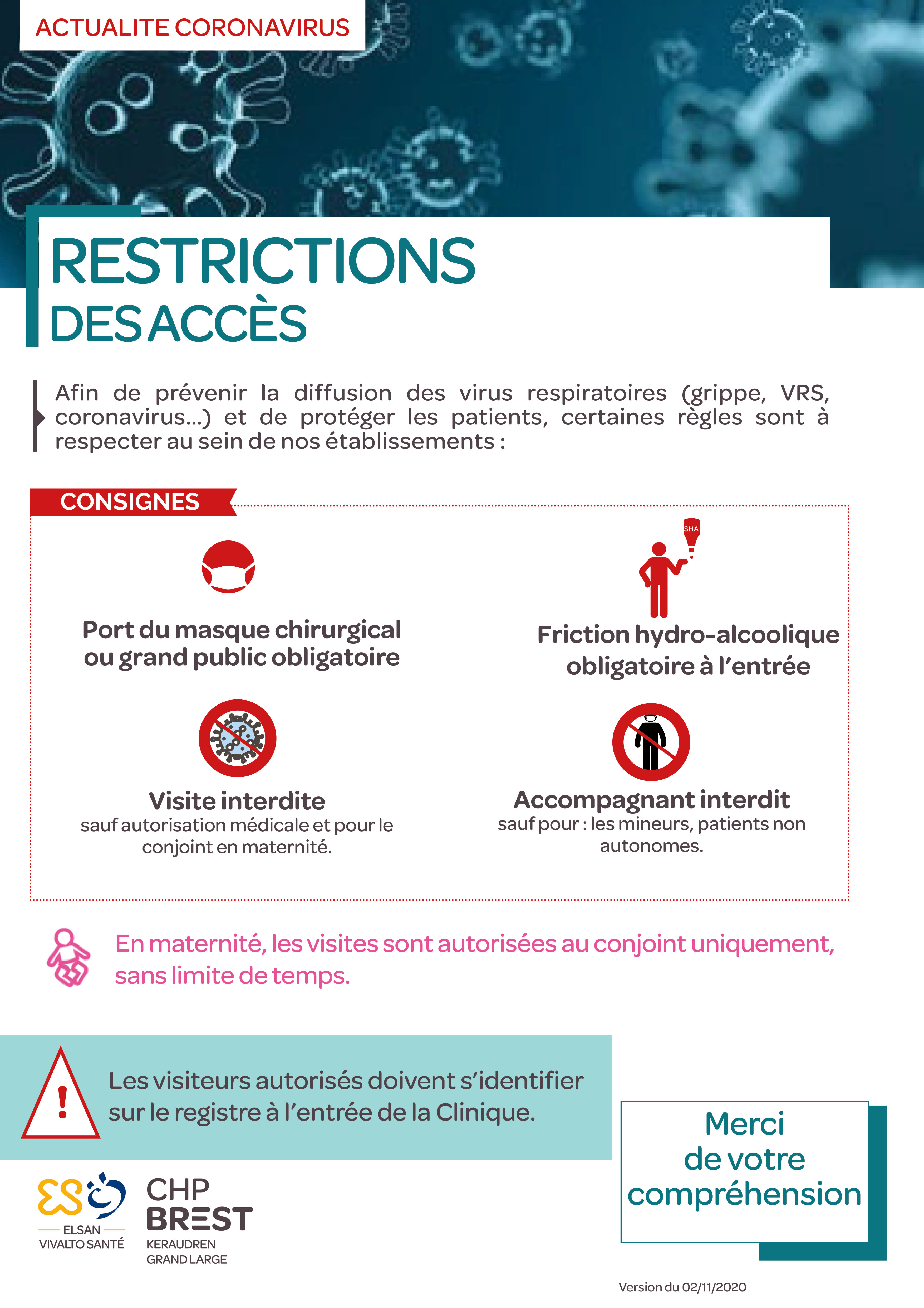 Restrictions accès CHP Brest Keraudren Grand Large