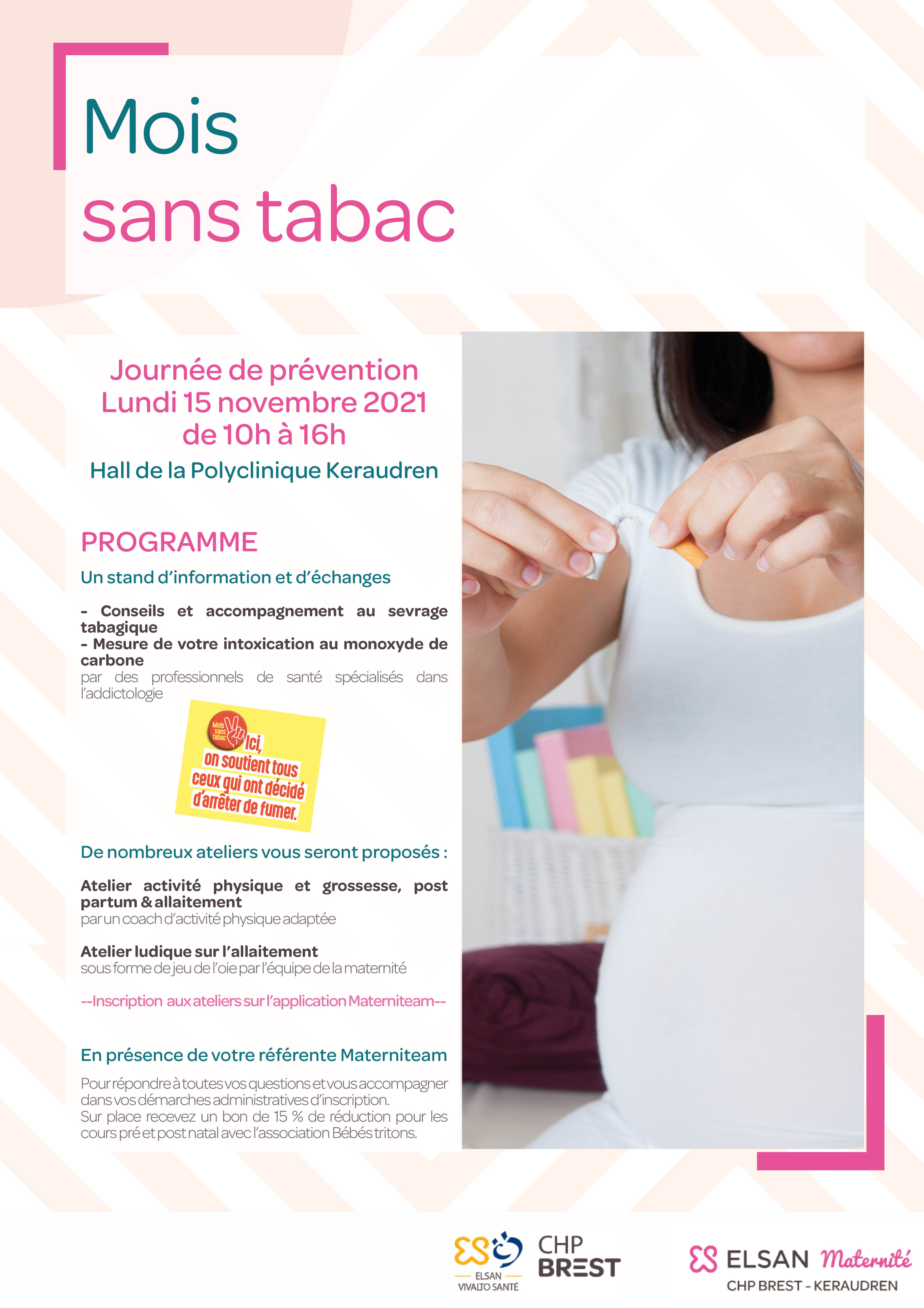 Journée de prévention mois sans tabac maternité keraudren brest