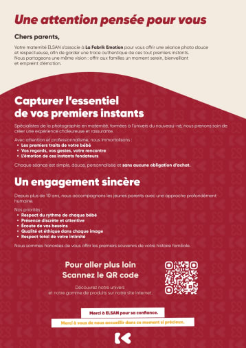 Photographie de naissance offerte durant votre séjour à la maternité