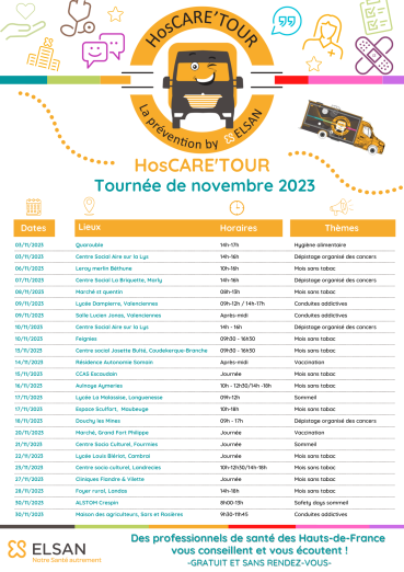 programme novembre hoscare tour