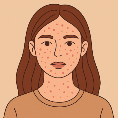 illustration jeune fille avec acné légère sur le visage