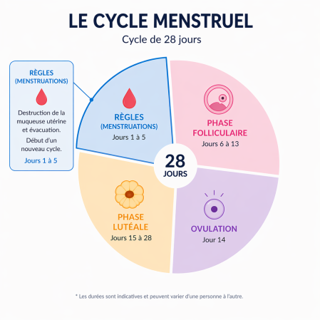 période menstruelle dans un schéma cycle menstruel sur 28 jours