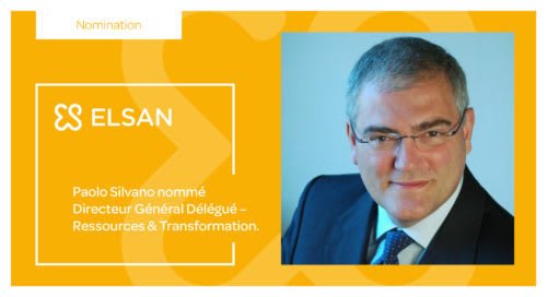 photo de Paolo Silvano, actuel Directeur Général délégué corporate de Vivalto Santé encadré dans un cadre jaune à la couleur de la charte ELSAN avec le loigo et un texte blanc faisant une petite présentation