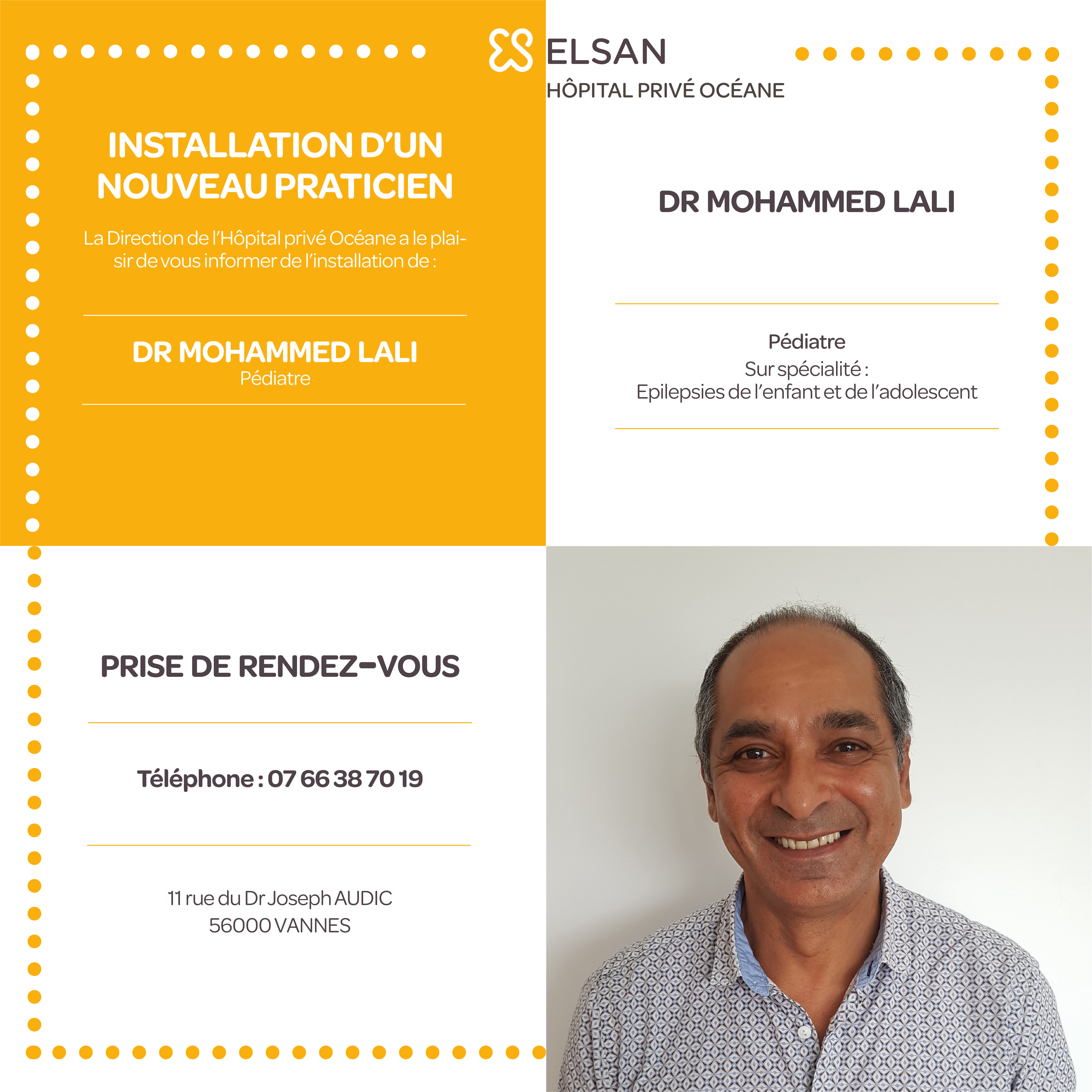 Dr Mohammed Lali, pédiatre, vannes, Hôpital Privé Océane