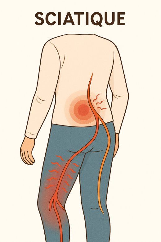illustration de lla douleur sciatique corp humain