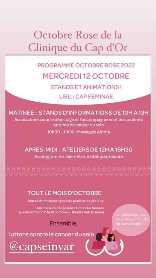 Octobre rose 2022 - Clinique du Cap d'Or
