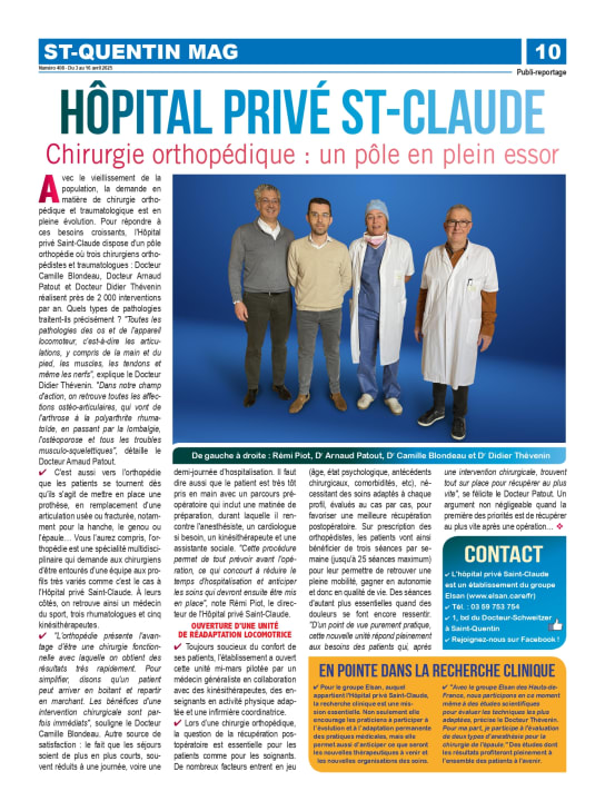 Chirurgie orthopédique : un pôle en plein essor