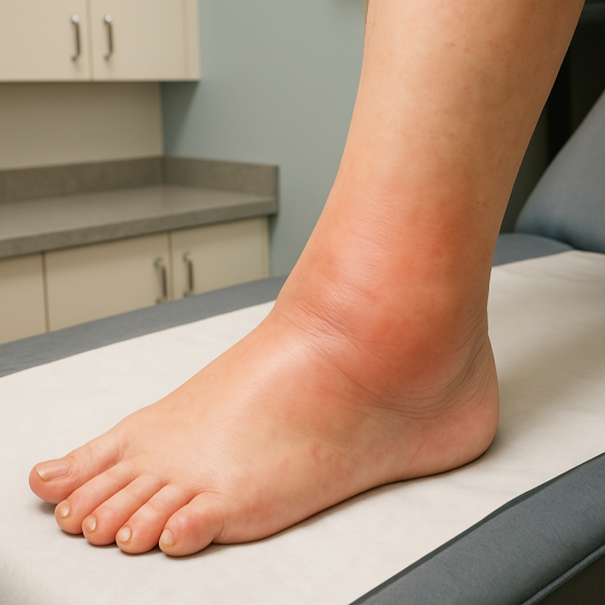 photo pieds gonflé légèrement rouge