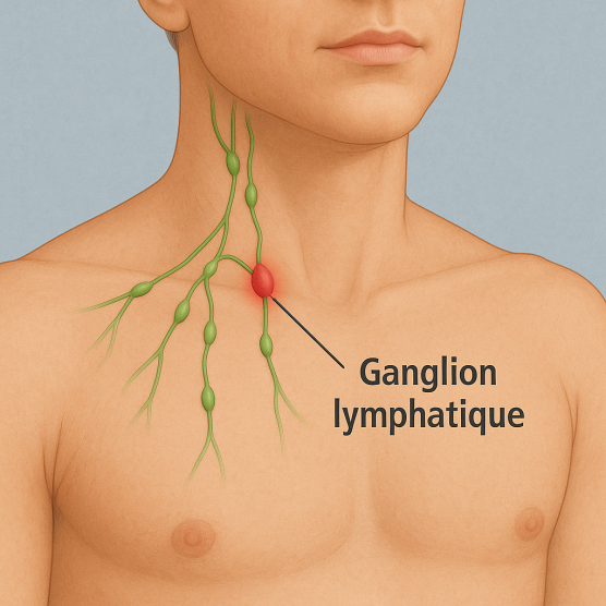 illustration du ganglio , sa position sur le corp humain