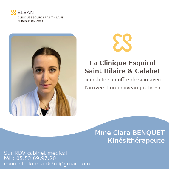 installation mme Benquet, kiné clinique agen