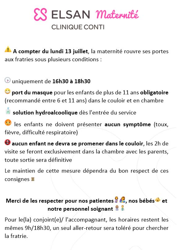 Nouvelles consignes maternité