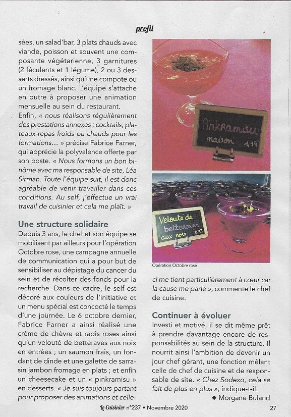 sodexo, chef cuisinier, Fabrice, clinique de l'Orangerie