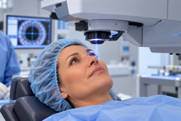 femme faisant une opération de la presbytie au laser