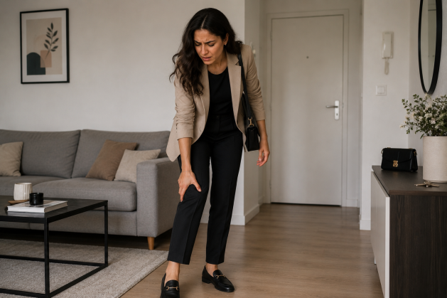 femme ayant un spasme musculaire à la jambe