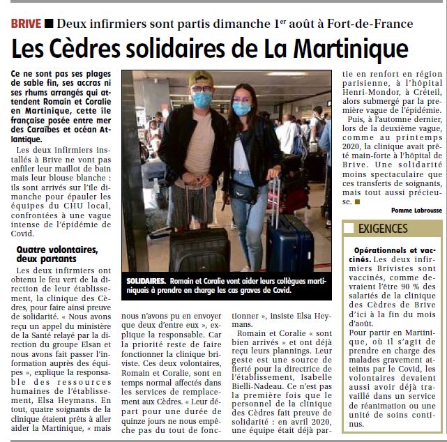 Article La Montagne Les Cèdres solidaires de la Martinique
