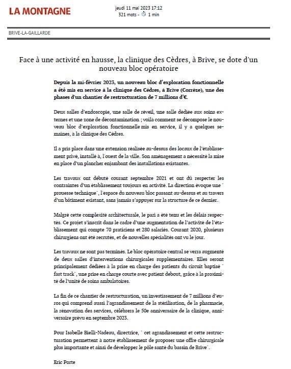 Nouveau Bloc aux CMC LES CEDRES