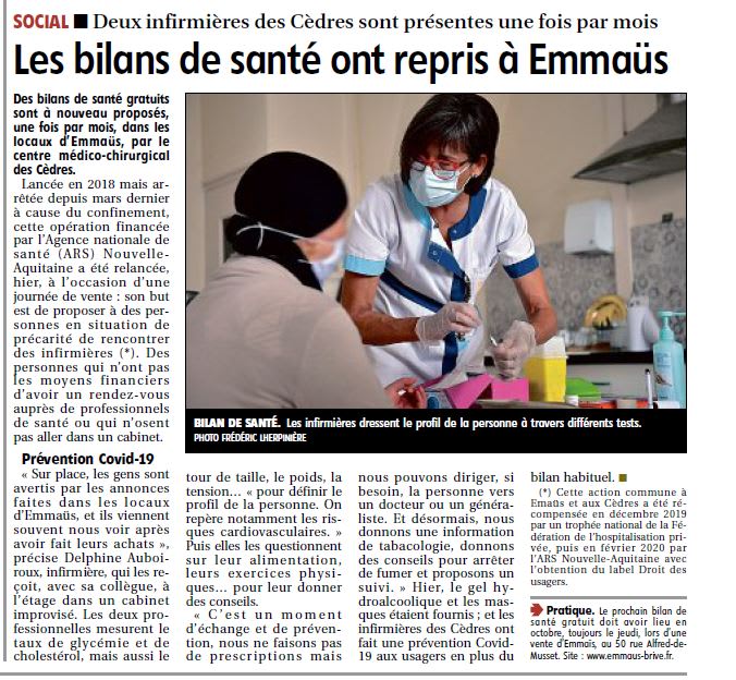 Bilan de santé à Emmaüs
