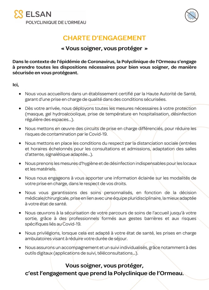 Charte engagement Polyclinique de l'Ormeau