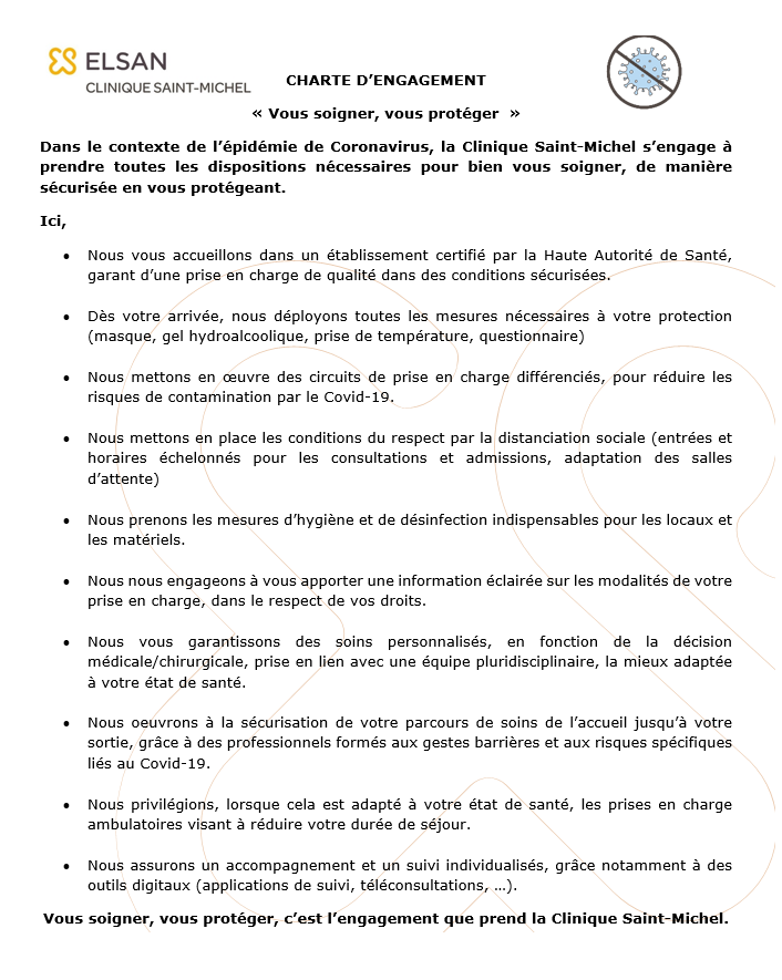 Charte d'engagement Clinique St Michel