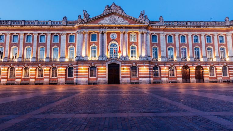 Centre de vaccination internationale (CVI) à Toulouse Compans. Vaccin contre la rage. Image de l'emblème de Toulouse, le Capitole (mairie).
