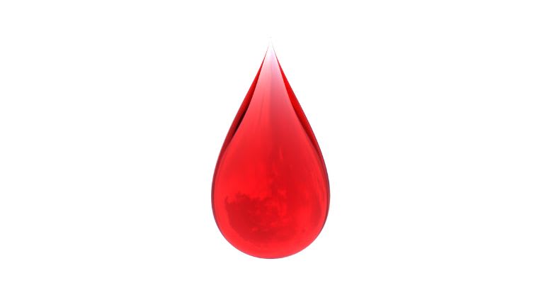 Sang dans les selles : image figurant une goutte de sang rouge tombant.