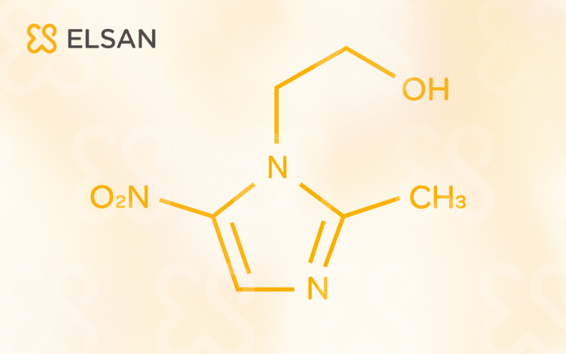 Représentation visuelle de la structure moléculaire du métronidazole (C₆H₉N₃O₃)