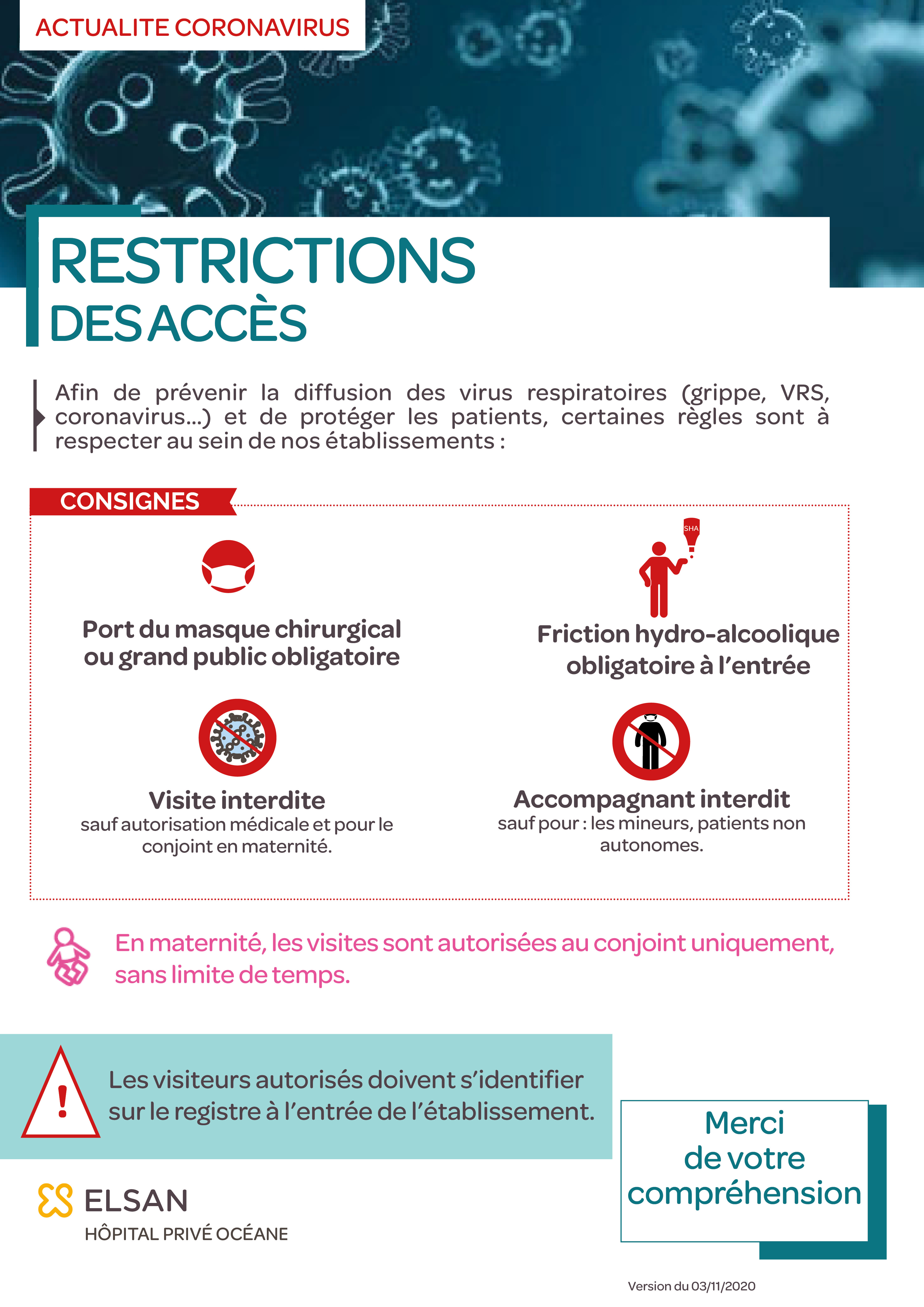 Restrictions d'accès Hôpital Privé Océane Vannes