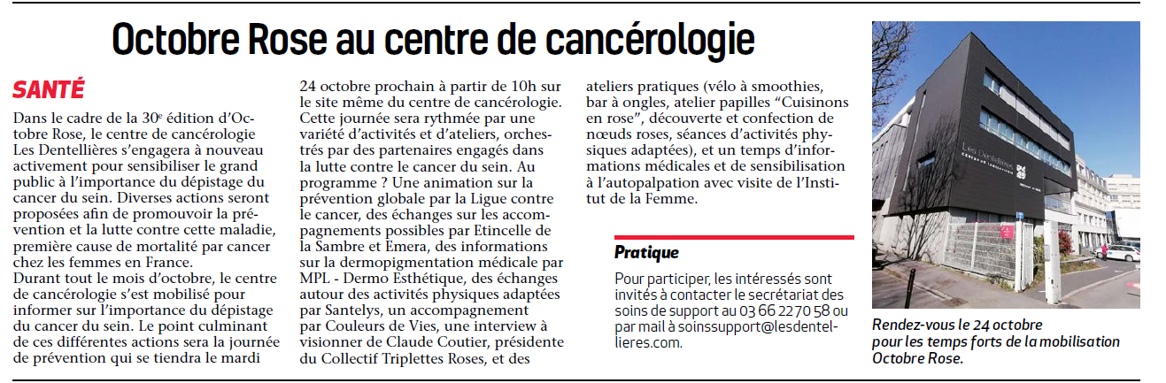 Article L'Observateur Octobre Rose Les Dentellières