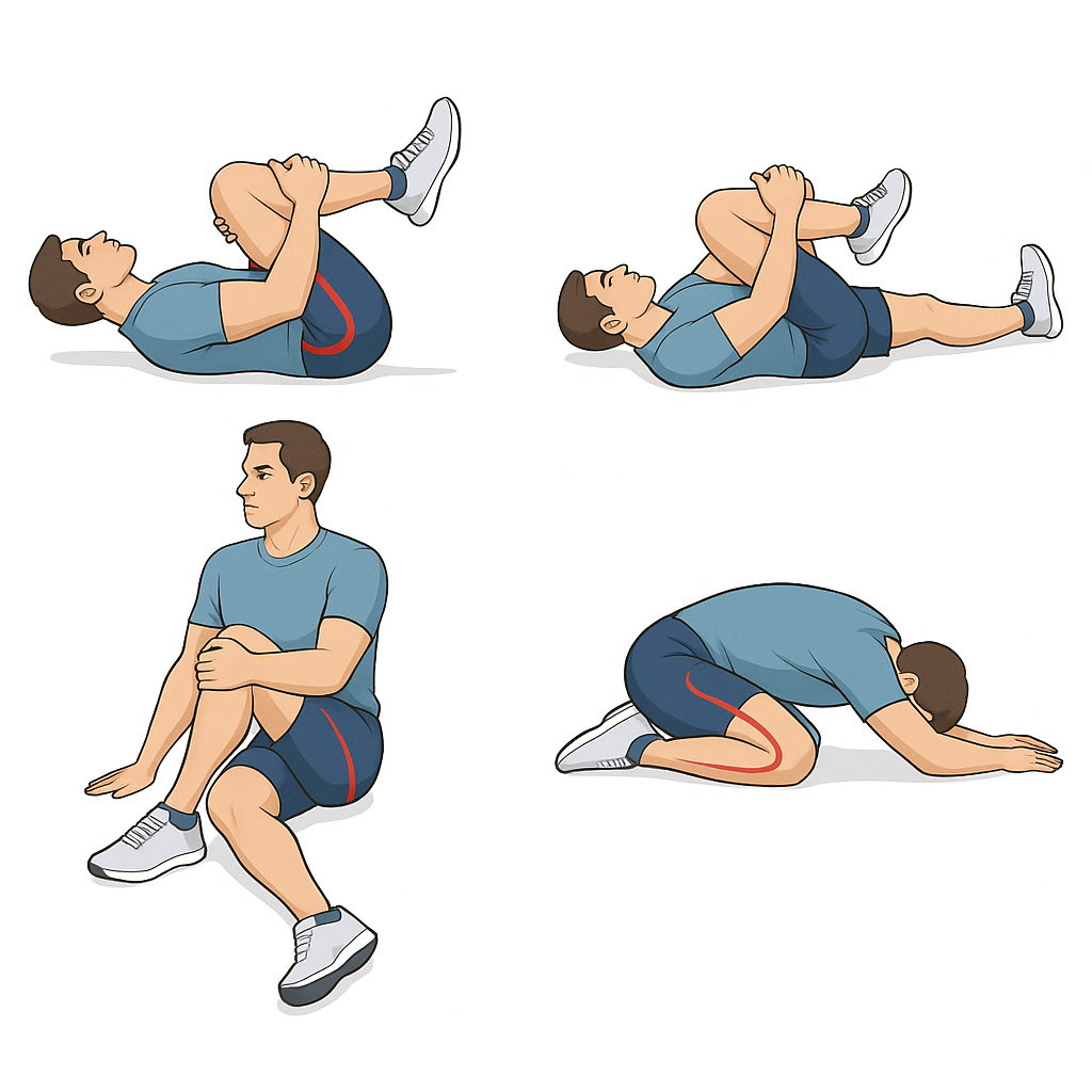 illustration des mouvement pour soulager la sciatique 