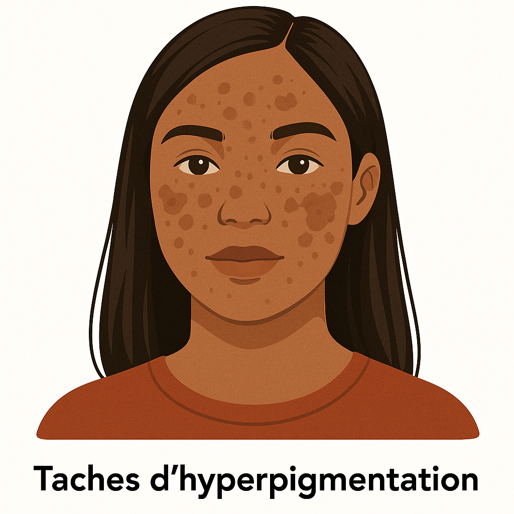 Illustration phtot jeune fille avec des tâches hyperpigmentation