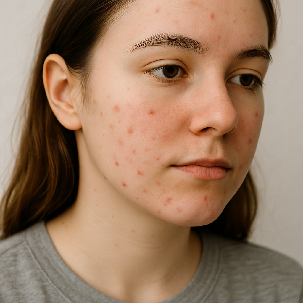 illustration jeune fille souffrant dacné légère
