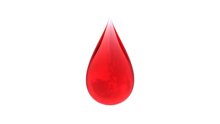 Sang dans les selles : image figurant une goutte de sang rouge tombant.