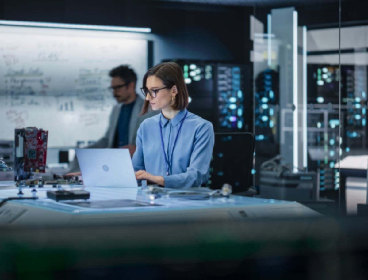 Enterprise AI readiness specialist working in a technology lab
