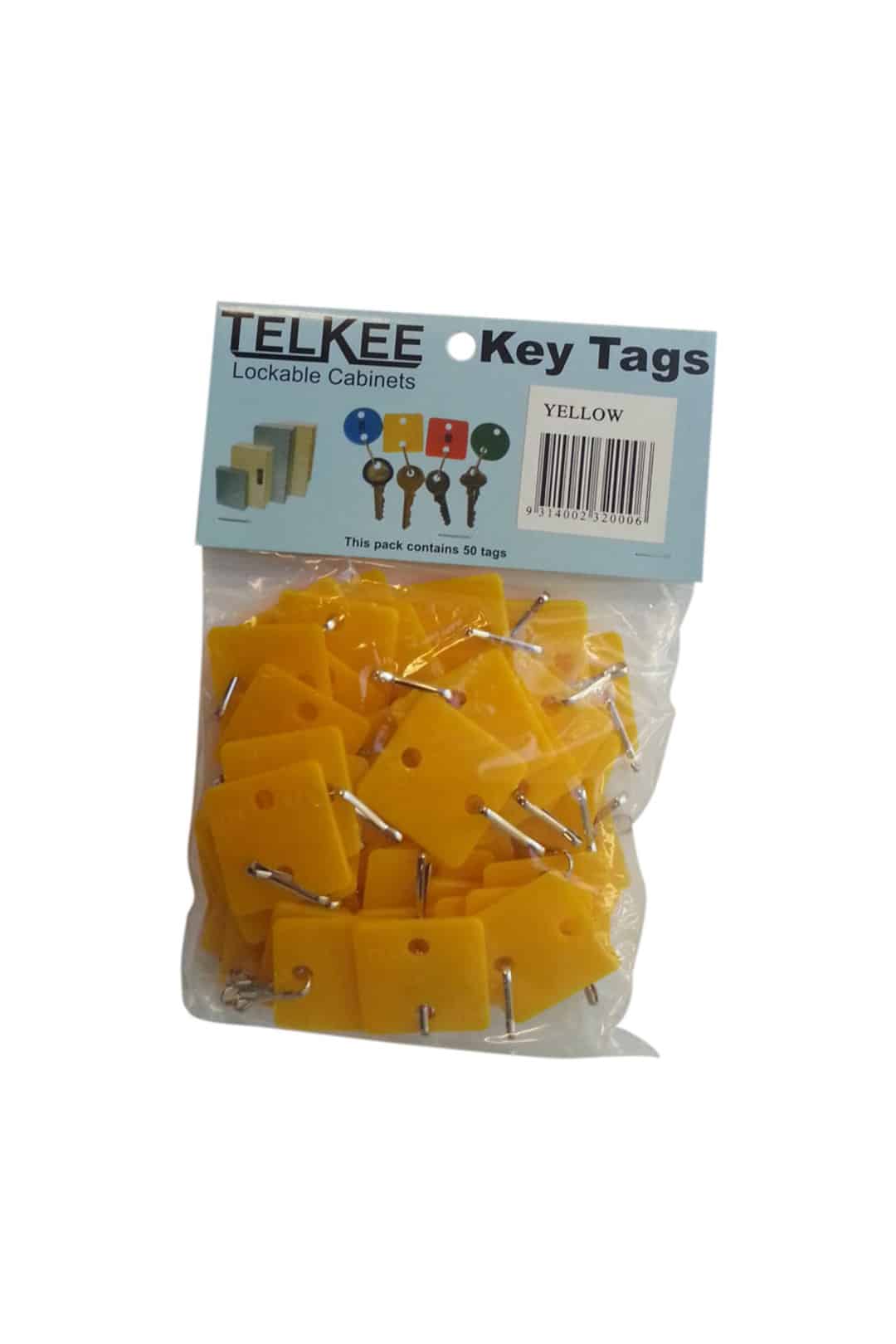 t355 yb telkee blank key tags yellow square pkt50