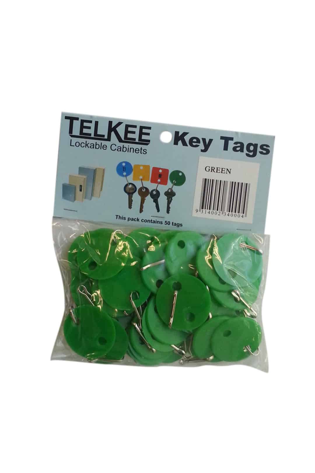 t355 gb telkee blank key tags green round pkt50